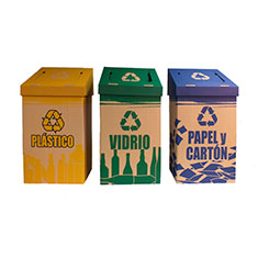 Pack 3 Papeleras para reciclaje. Verde - Azul - Amarillo