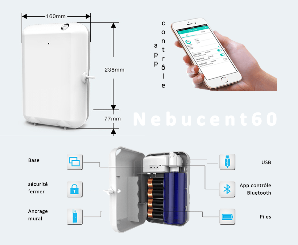 Désodorisant électrique professionnel Weele pour parfum de 40 à 100 m² -  Désodorisants industriels à ultrasons et à parfum liquide pour  brumificateur + parfum Cotton 500 ml : : Cuisine et Maison