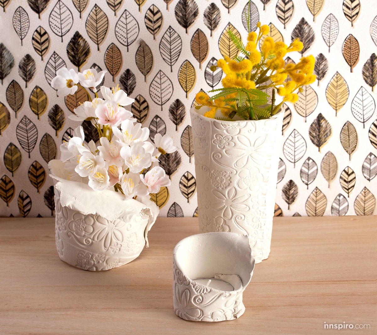 Arcilla blanca texturizada