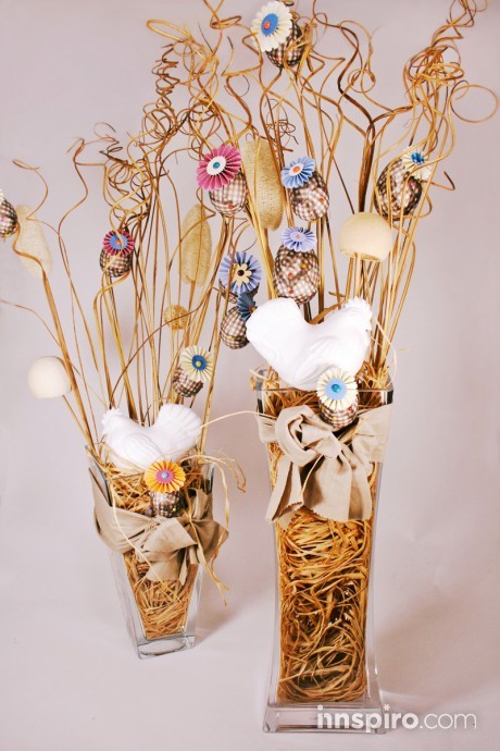 Jarrones de Pascua con flores secas