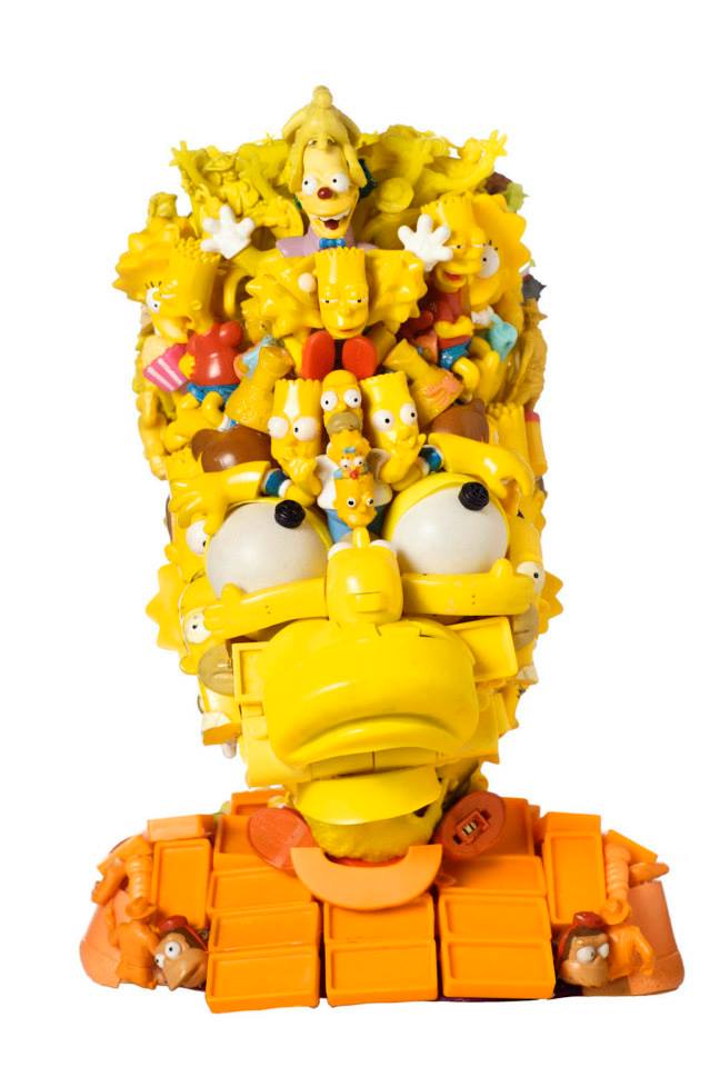 Esculturas 3D de famosos con juguetes reciclados