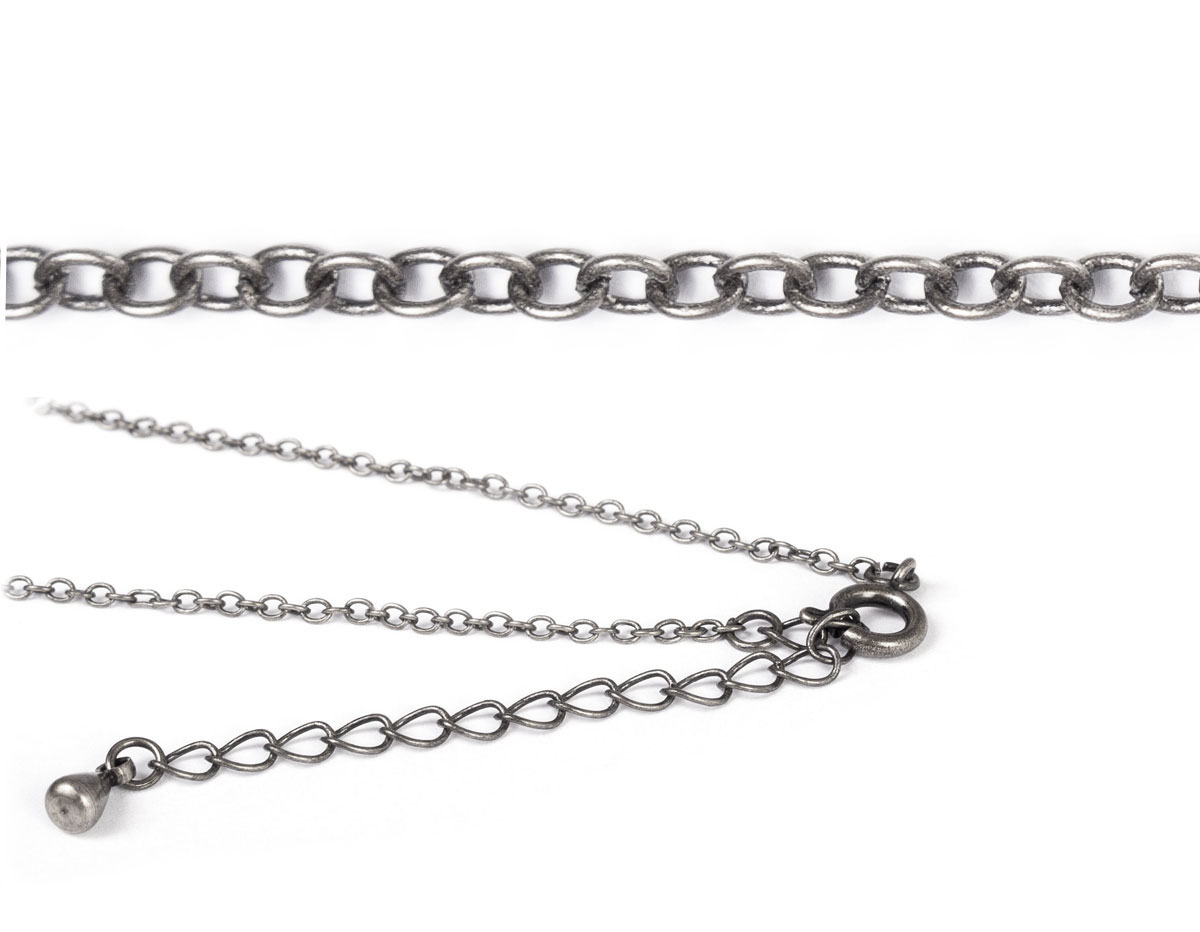 10043-AS 10078-AS Collar metalico plateado envejecido con cierre de muelle circular Innspiro