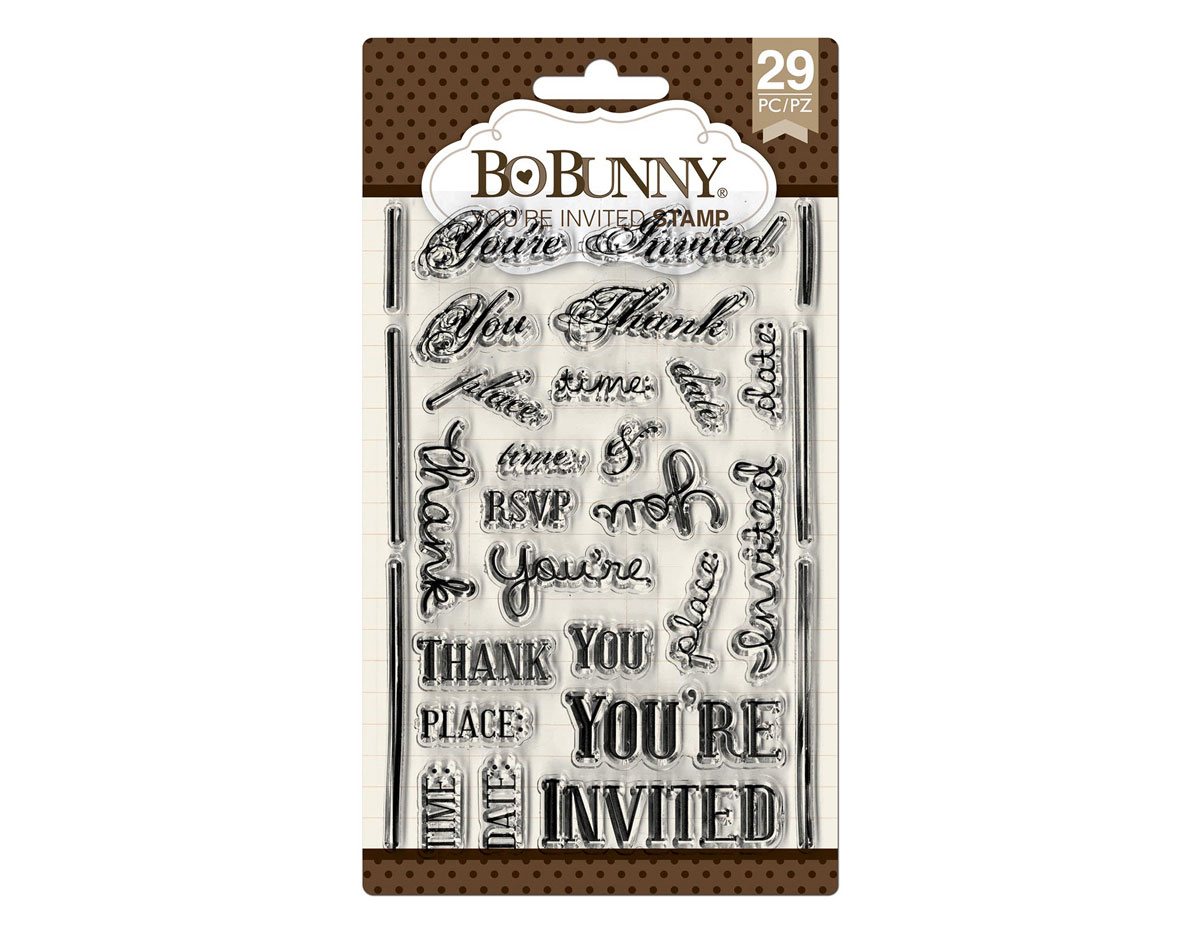 10105033 Set tampons acryliques invitations 11x19cm BoBunny
