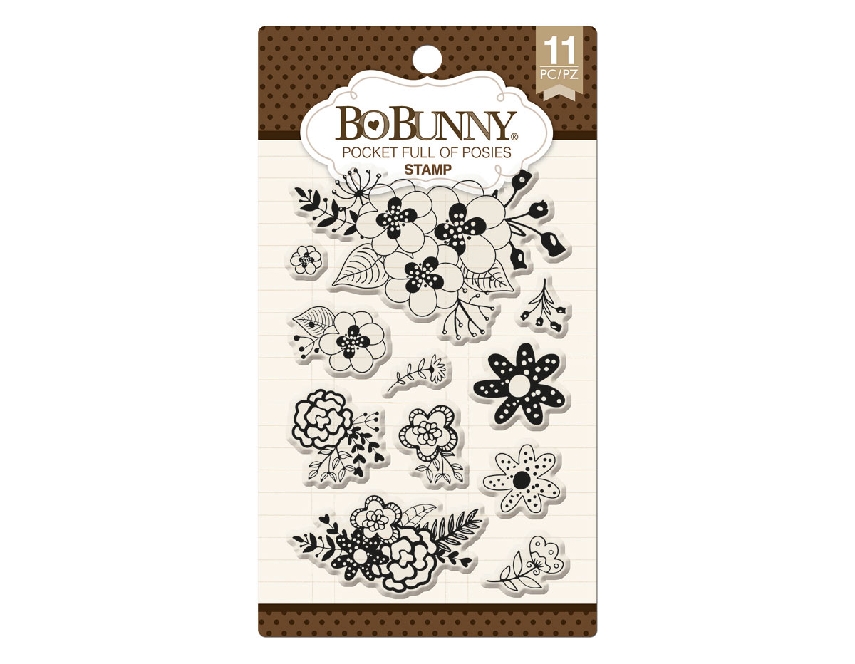 12105078 Set sellos acrilicos flores naturales 11x19cm BoBunny