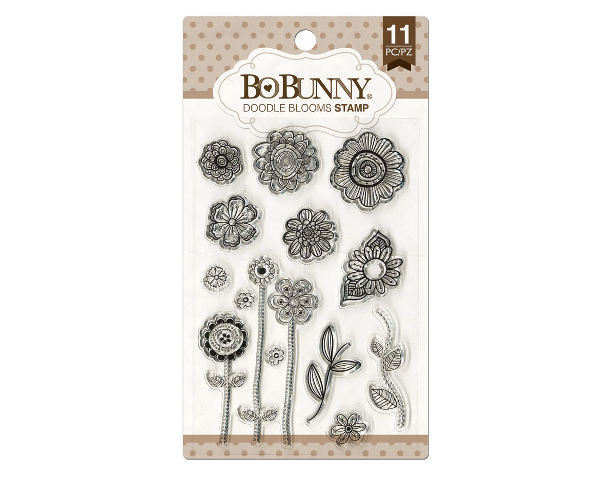 12105441 Set tampons acryliques fleurs gribouillis 11x19cm BoBunny