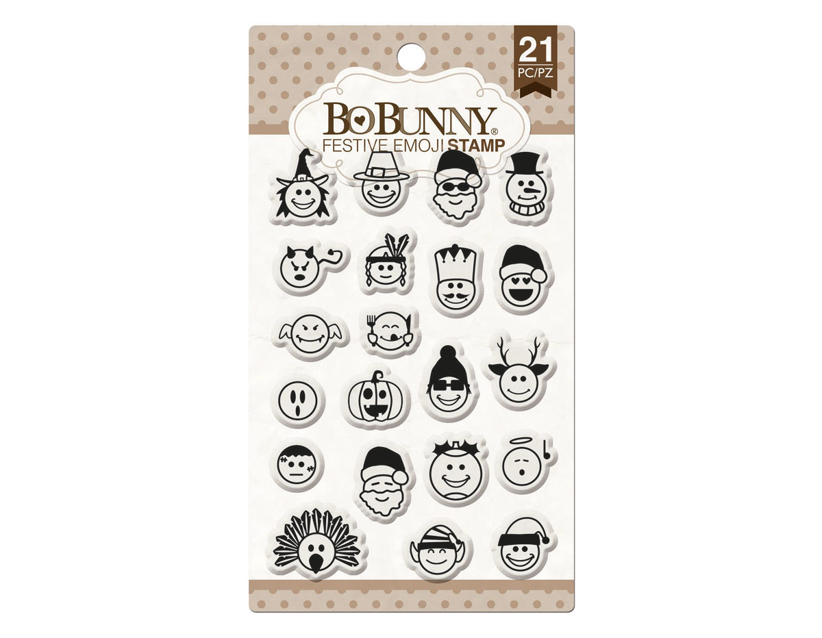 12105774 Set tampons acryliques emoji fetes 11x19cm BoBunny