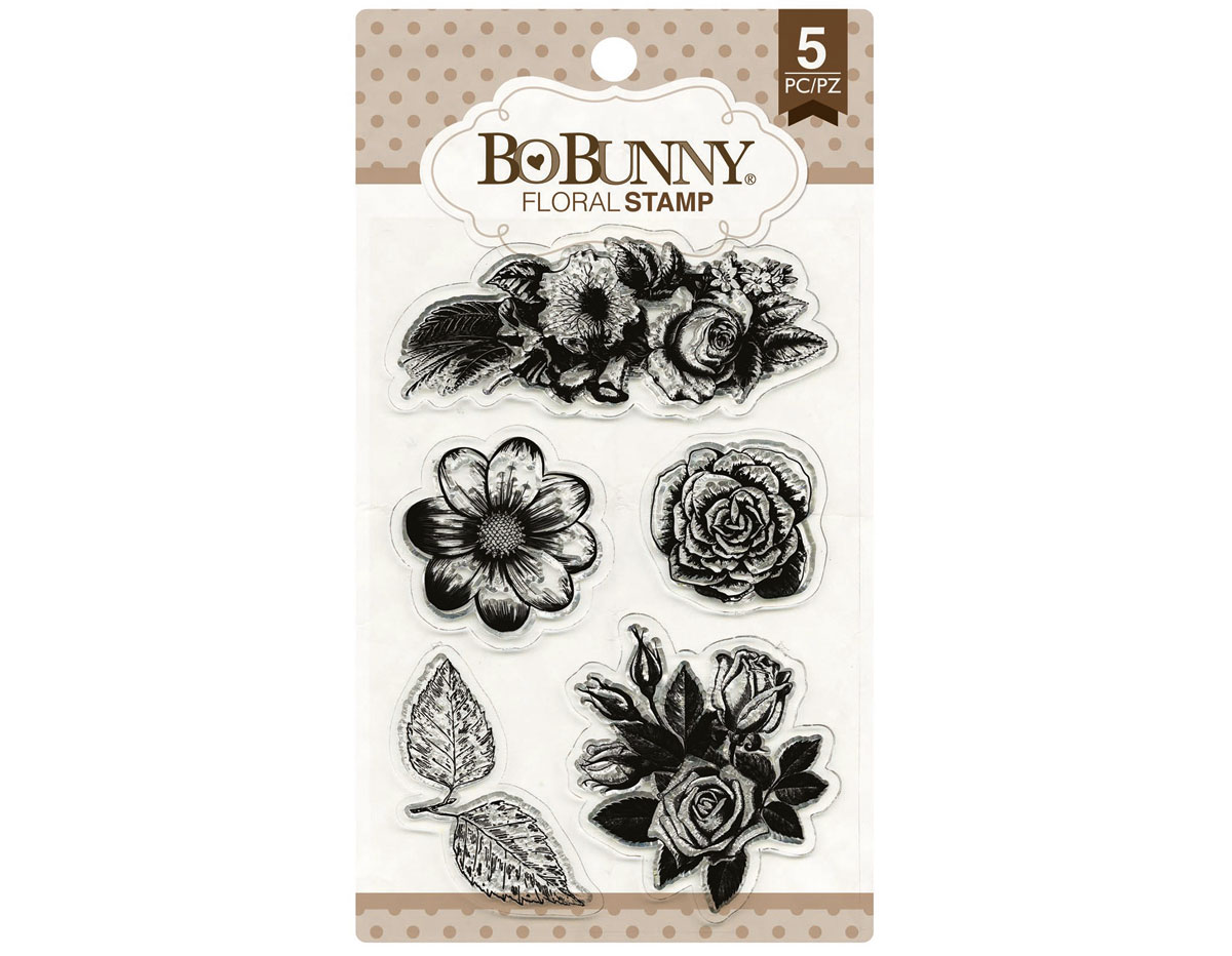 12105894 Set sellos acrilicos floral 11x19cm BoBunny