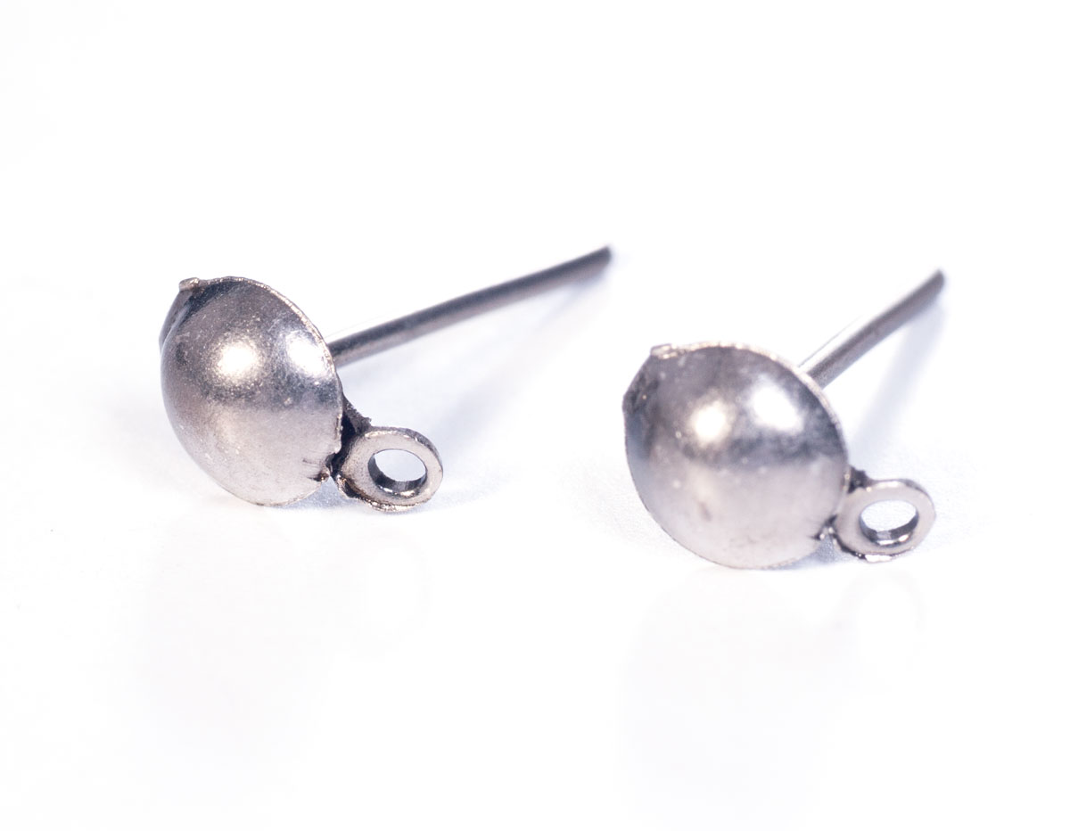 12497 A12497 Boucles d oreilles metalliques demi-boule petits argentes vieilli Innspiro
