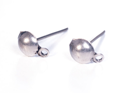 12497 A12497 Boucles d oreilles metalliques demi-boule petits argentes vieilli Innspiro - Article