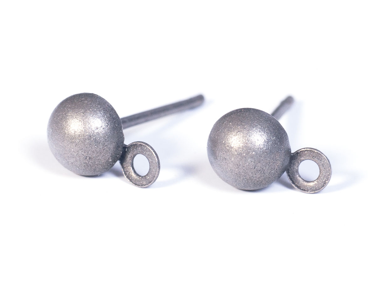 12498 A12498 Boucles d oreilles metalliques demi-boule grandes argente vieilli Innspiro