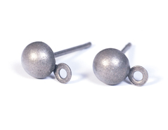 12498 A12498 Boucles d oreilles metalliques demi-boule grandes argente vieilli Innspiro - Article