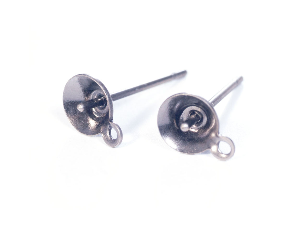 A12509 12509 Boucle d oreilles metallique pour incruster cone aiguille anneau argente vieilli Innspiro
