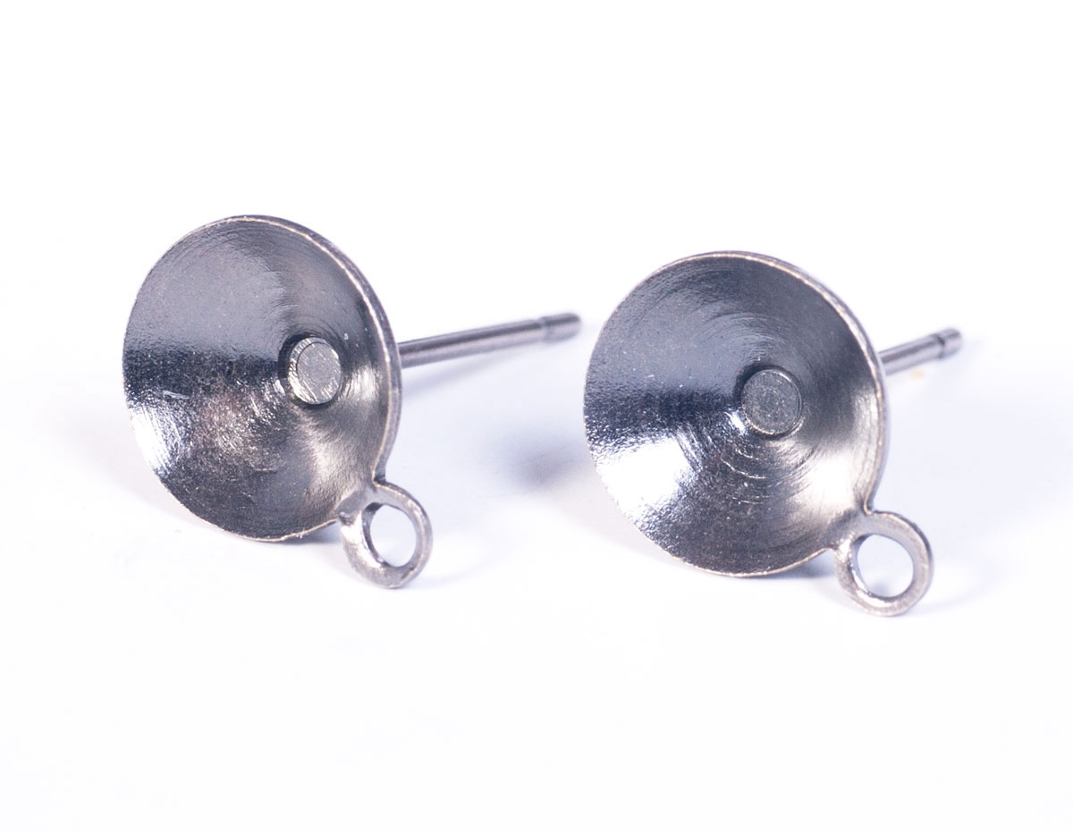 A12511 12511 Boucle d oreilles metallique pour incruster cone anneau argente vieilli Innspiro