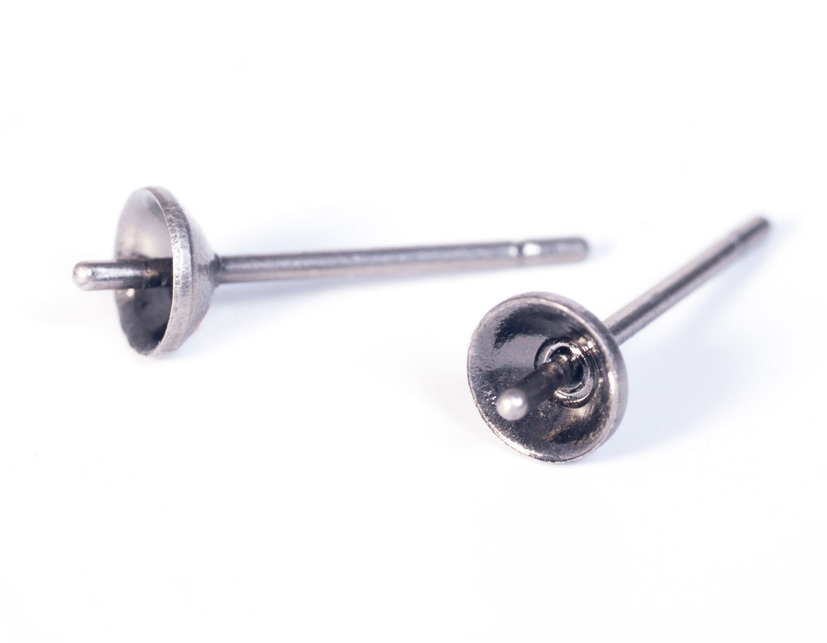 A12512 12512 Boucle d oreilles metallique pour incruster cone aiguille argente vieilli Innspiro