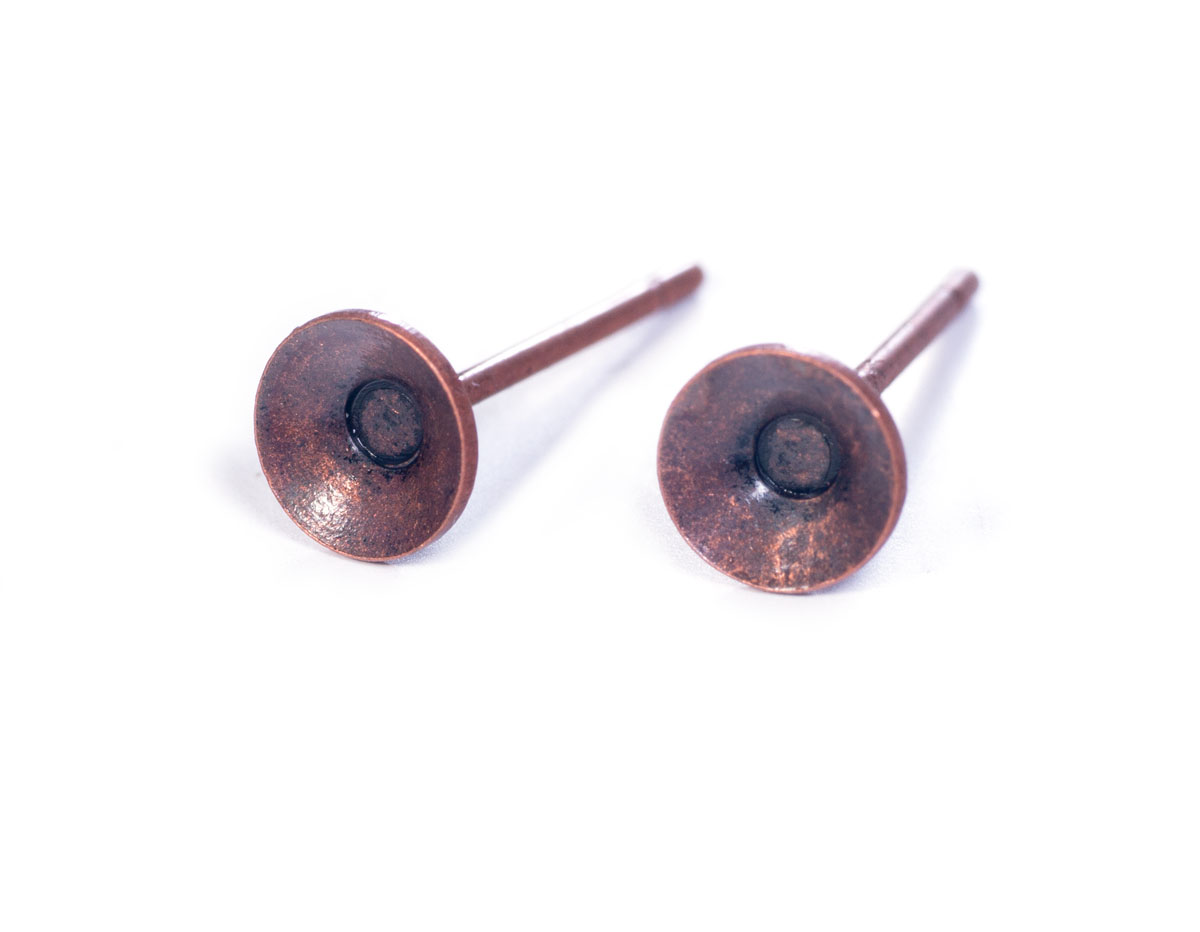 A12708 12708 Boucle d oreilles metallique pour incruster cone cuivre vieilli Innspiro