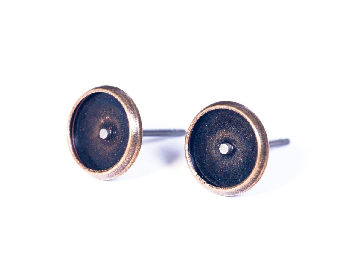 A12914 12914 Boucle d oreilles metallique pour incruster disque dore vieilli Innspiro