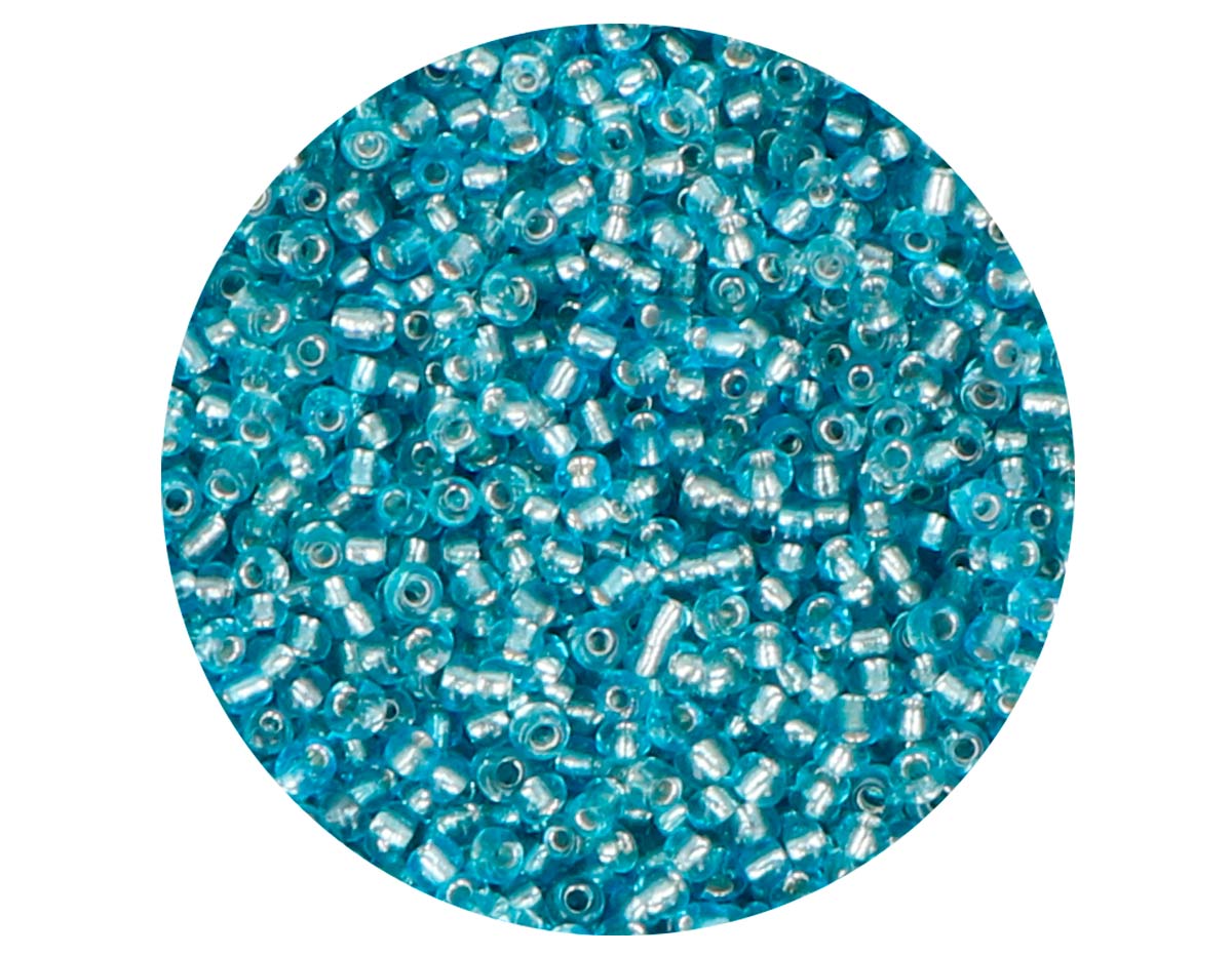 14003 Rocalla de vidrio redonda plateado azul infantil 2 3mm 09gr Tubo Innspiro