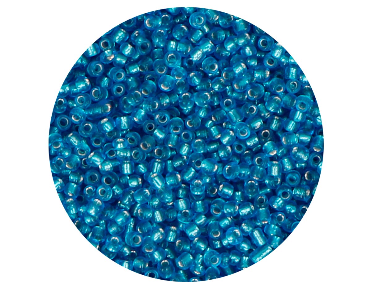 14004 Rocalla de vidrio redonda plateado azul nautico 2 3mm 09gr Tubo Innspiro