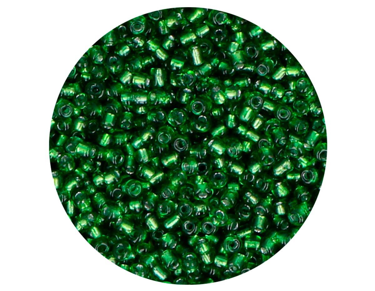 14009 Rocalla de vidrio redonda plateado verde 2 3mm 09gr Tubo Innspiro