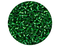 14009 Rocalla de vidrio redonda plateado verde 2 3mm 09gr Tubo Innspiro - Ítem