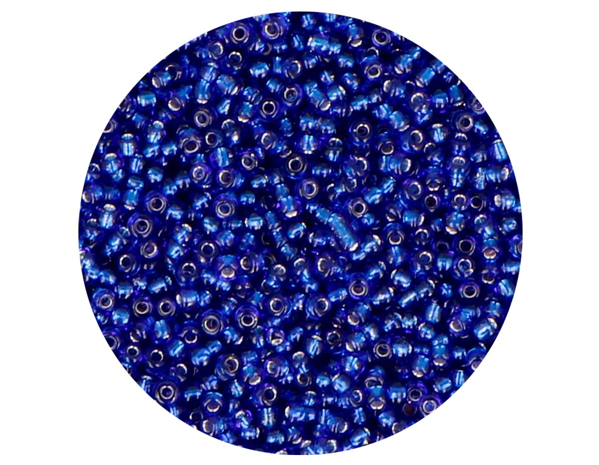 14011 Rocalla de vidrio redonda plateado azul marino 2 3mm 09gr Tubo Innspiro