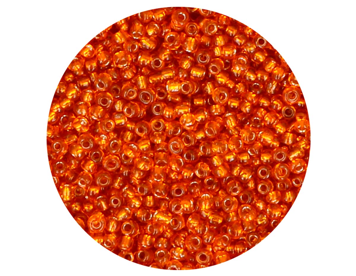 14012 Rocalla de vidrio redonda plateado naranja 2 3mm 09gr Tubo Innspiro