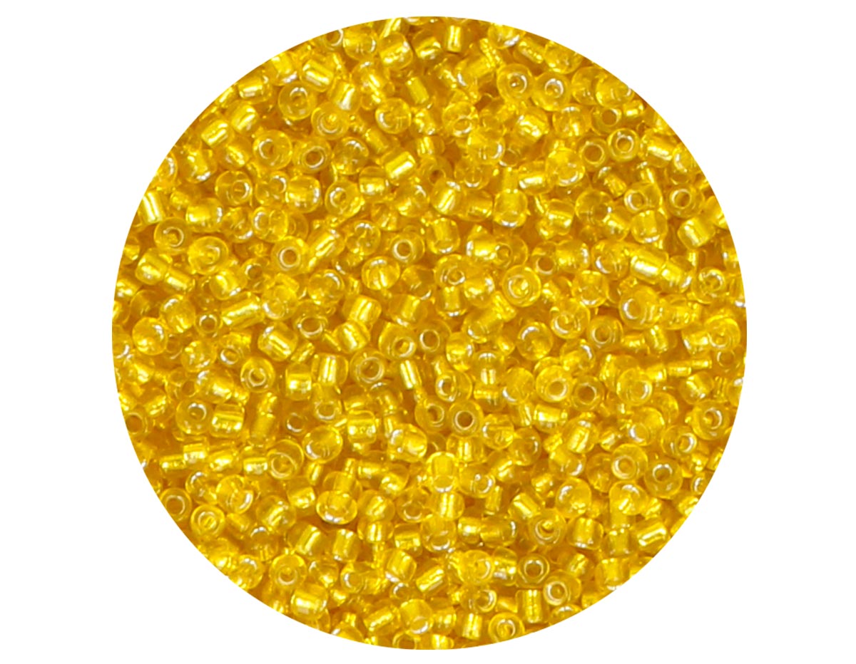 14014 Rocalla de vidrio redonda plateado amarillo 2 3mm 09gr Tubo Innspiro