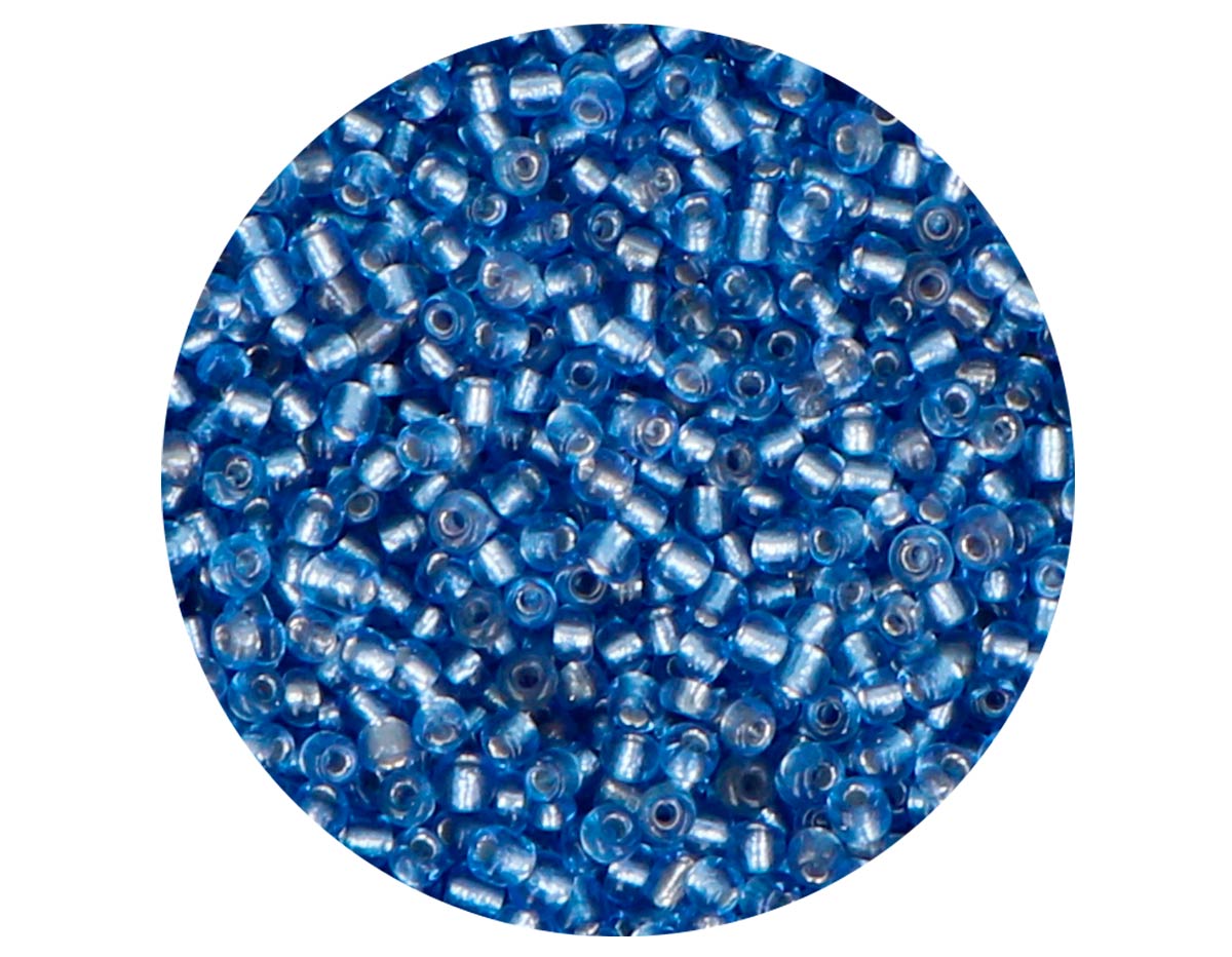 14015 Rocalla de vidrio redonda plateado azul cyan 2 3mm 09gr Tubo Innspiro