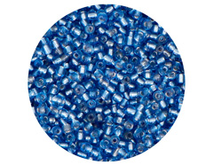 14015 Rocalla de vidrio redonda plateado azul cyan 2 3mm 09gr Tubo Innspiro - Ítem