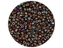 14017 Rocalla de vidrio redonda brillo metalico iridiscente plateado 2 3mm 09gr Tubo Innspiro - Ítem