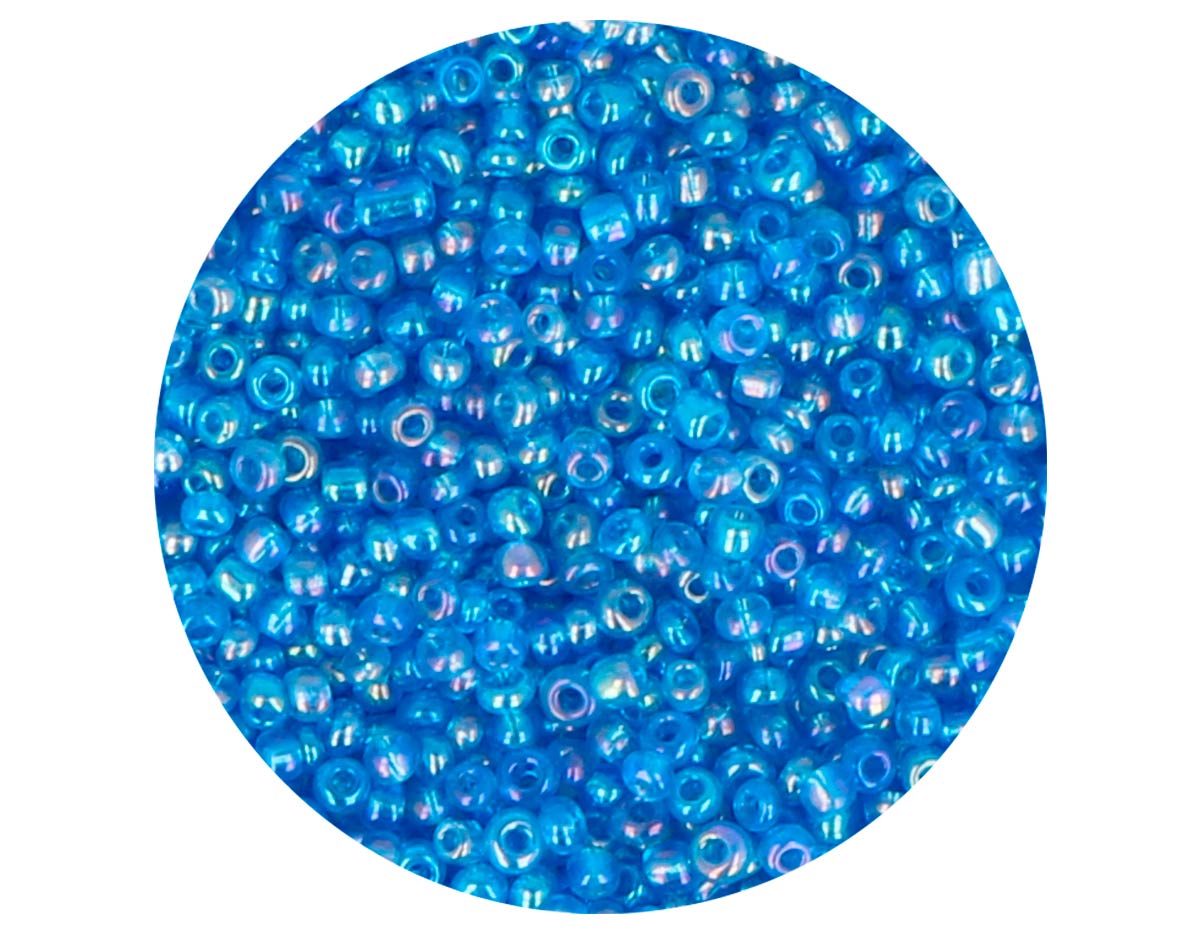 14024 Rocalla de vidrio redonda aurora boreale azul nautico 2 3mm 09gr Tubo Innspiro