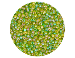 14025 Rocalla de vidrio redonda aurora boreale verde aguacate 2 3mm 09gr Tubo Innspiro - Ítem