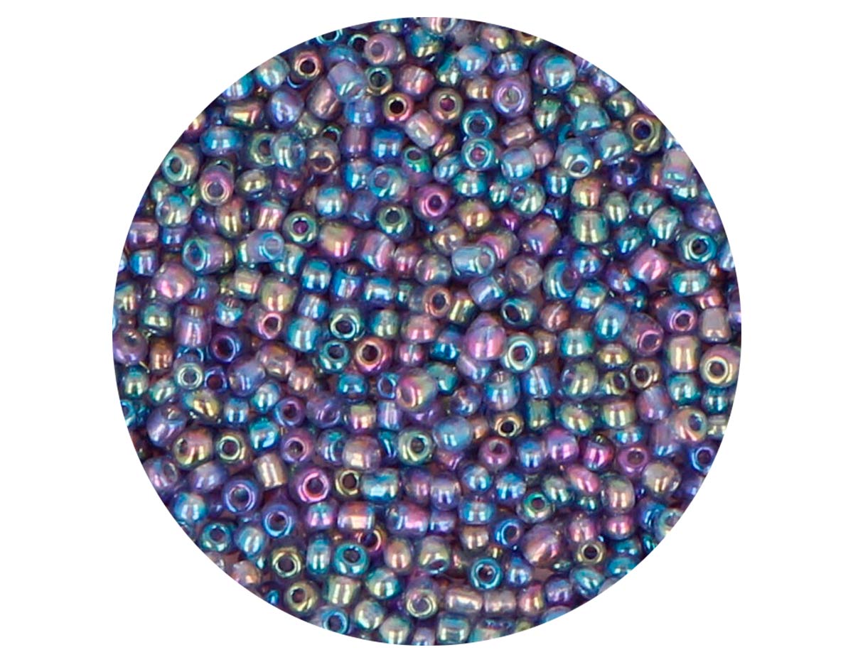 14028 Rocaille de verre rond aurore boreale violet 2 3mm 09gr Tube Innspiro