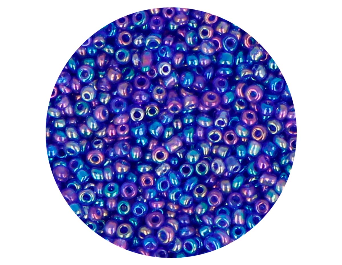 14031 Rocalla de vidrio redonda aurora boreale azul marino 2 3mm 09gr Tubo Innspiro