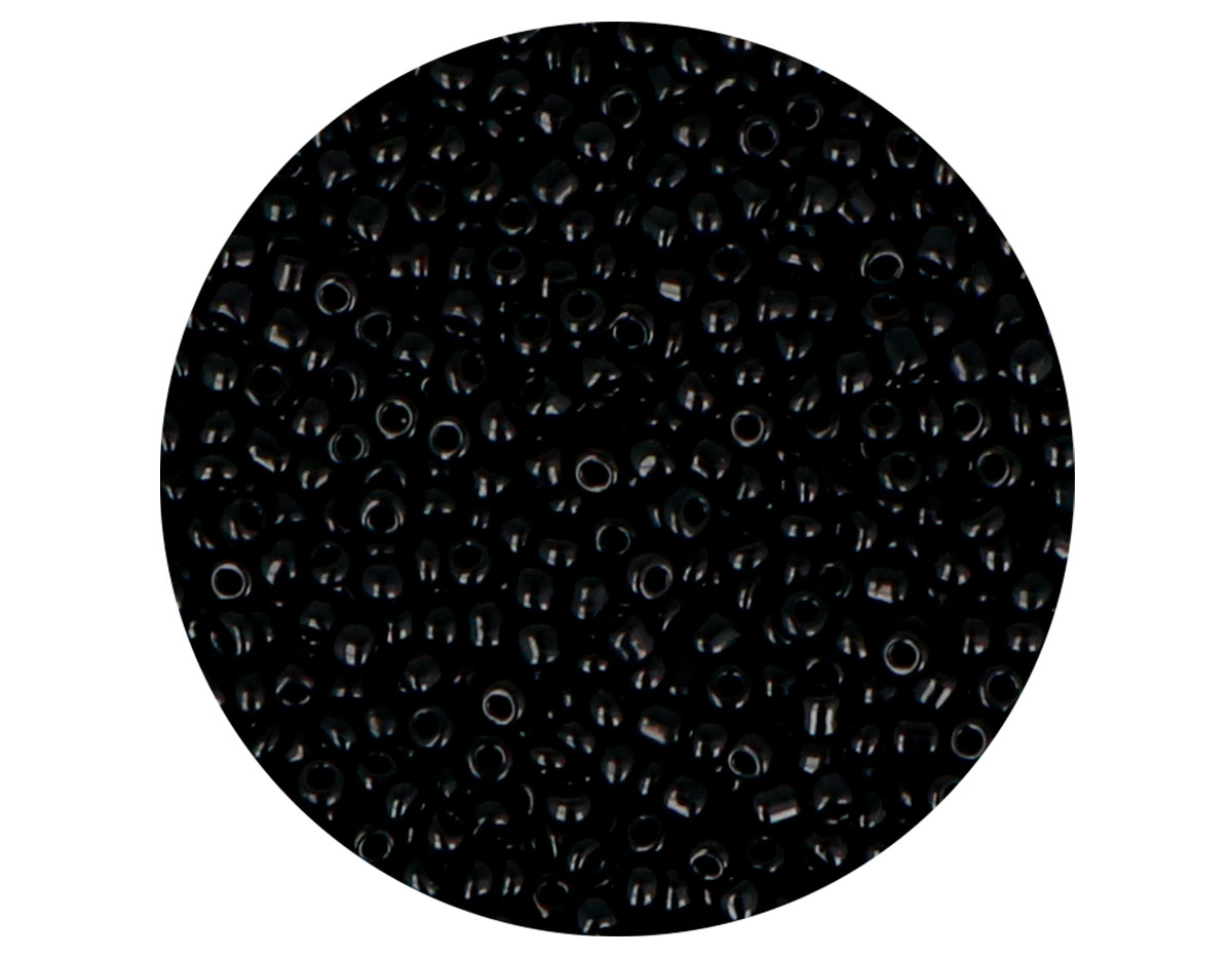 14047 Rocaille de verre rond opaque noir 2 3mm 09gr Tube Innspiro