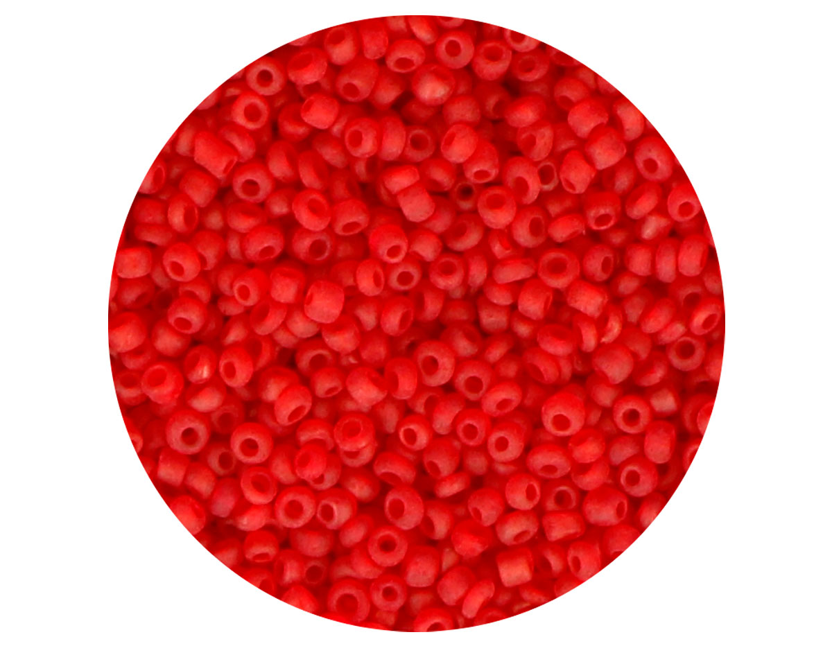 14053 Rocalla de vidrio redonda glaseado rojo 2 3mm 09gr Tubo Innspiro