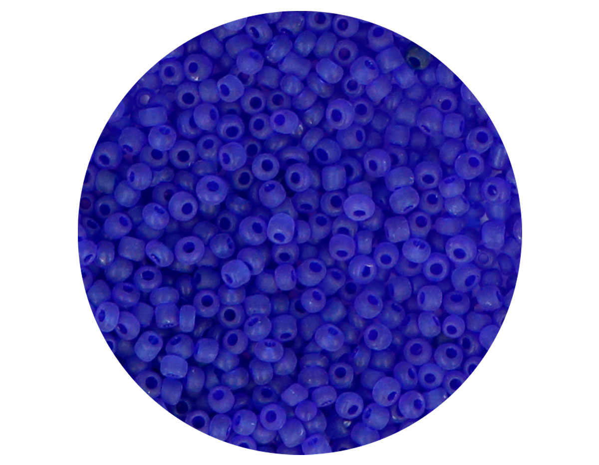 14056 Rocaille de verre ronde glace bleu fort 2 3mm 09gr Tube Innspiro