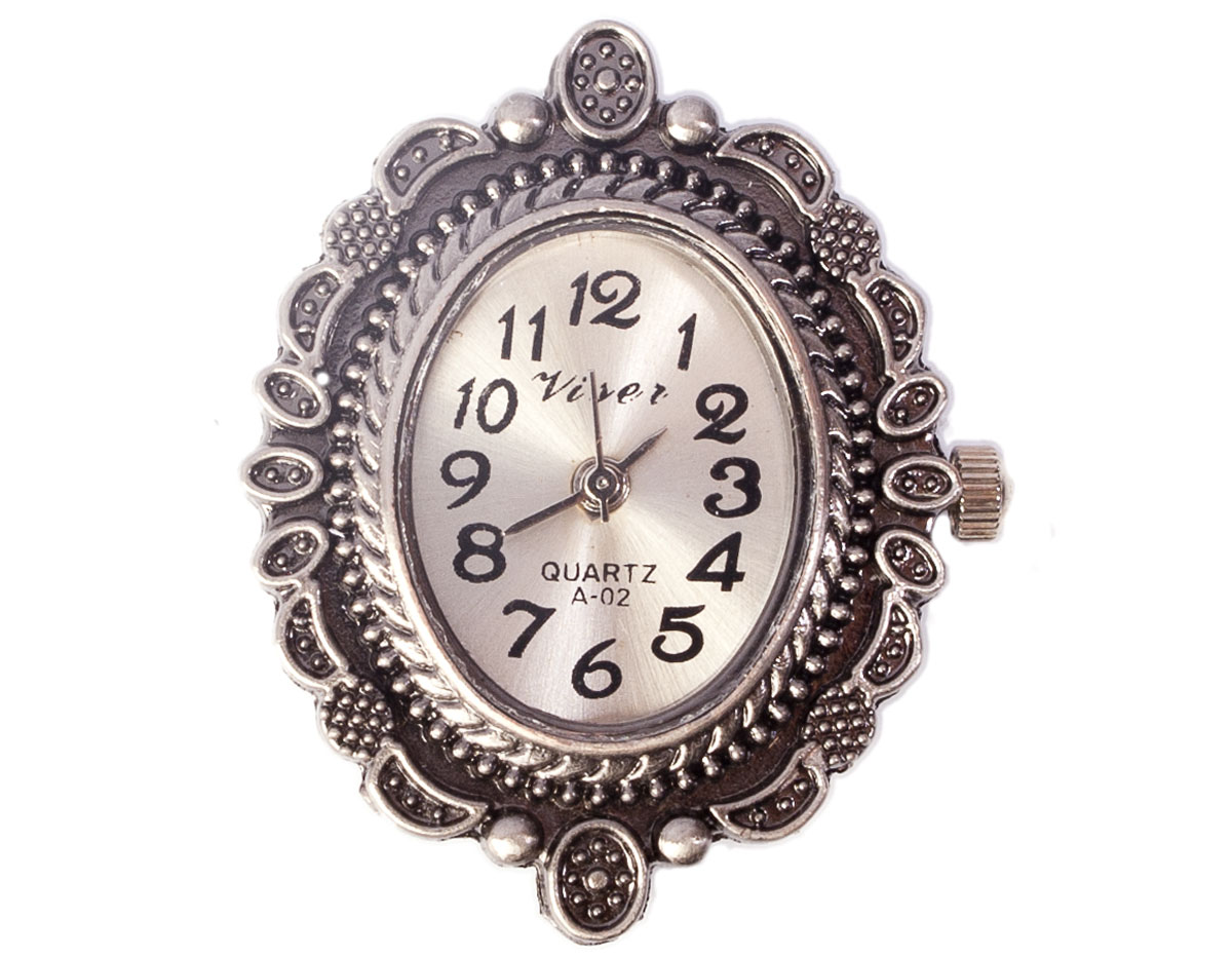 14059-AS Reloj metalico con filigrana plateado envejecido Innspiro
