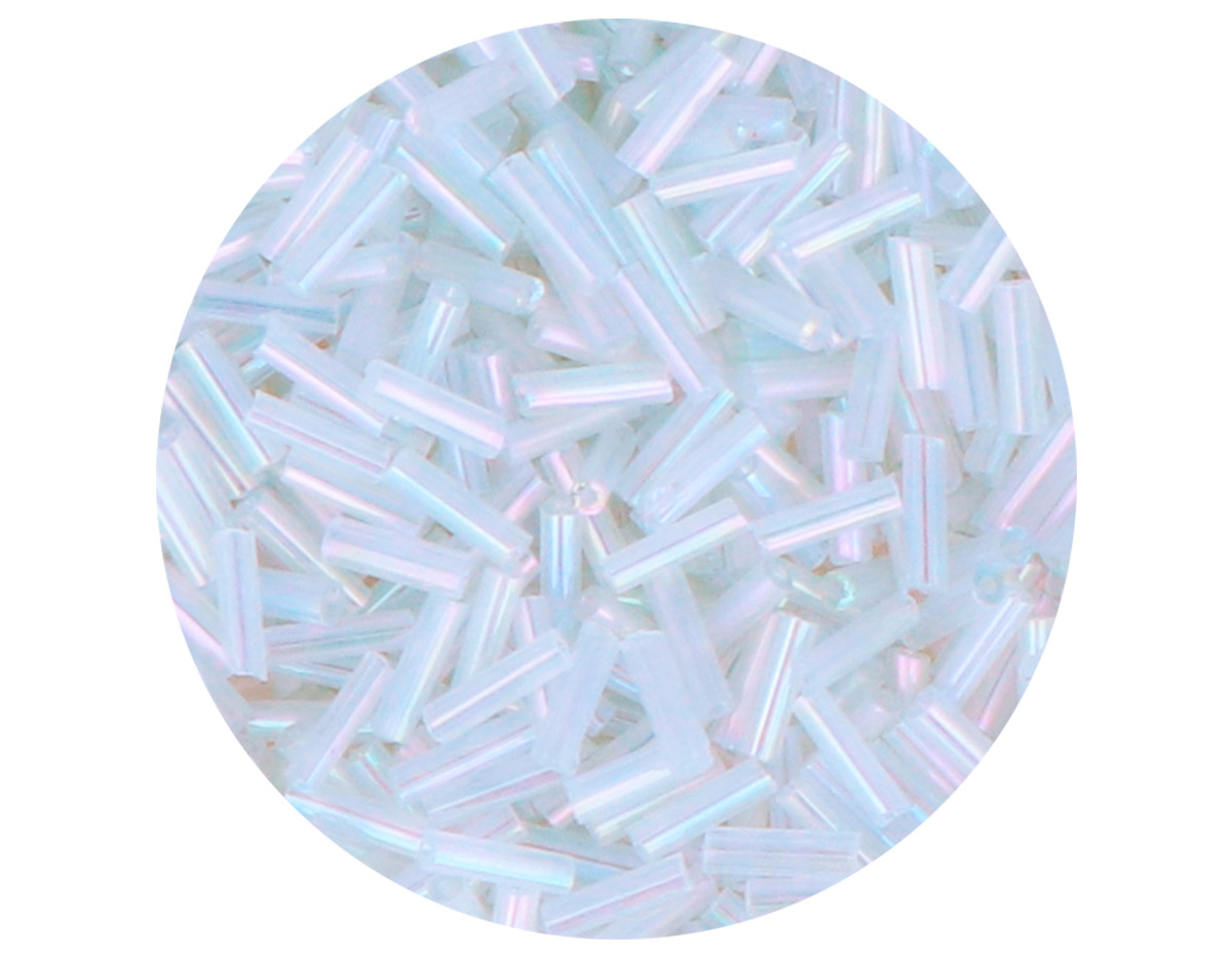 14060 Rocaille de verre cylindre aurore boreal transparent 1 80x6mm 09gr Tube Innspiro