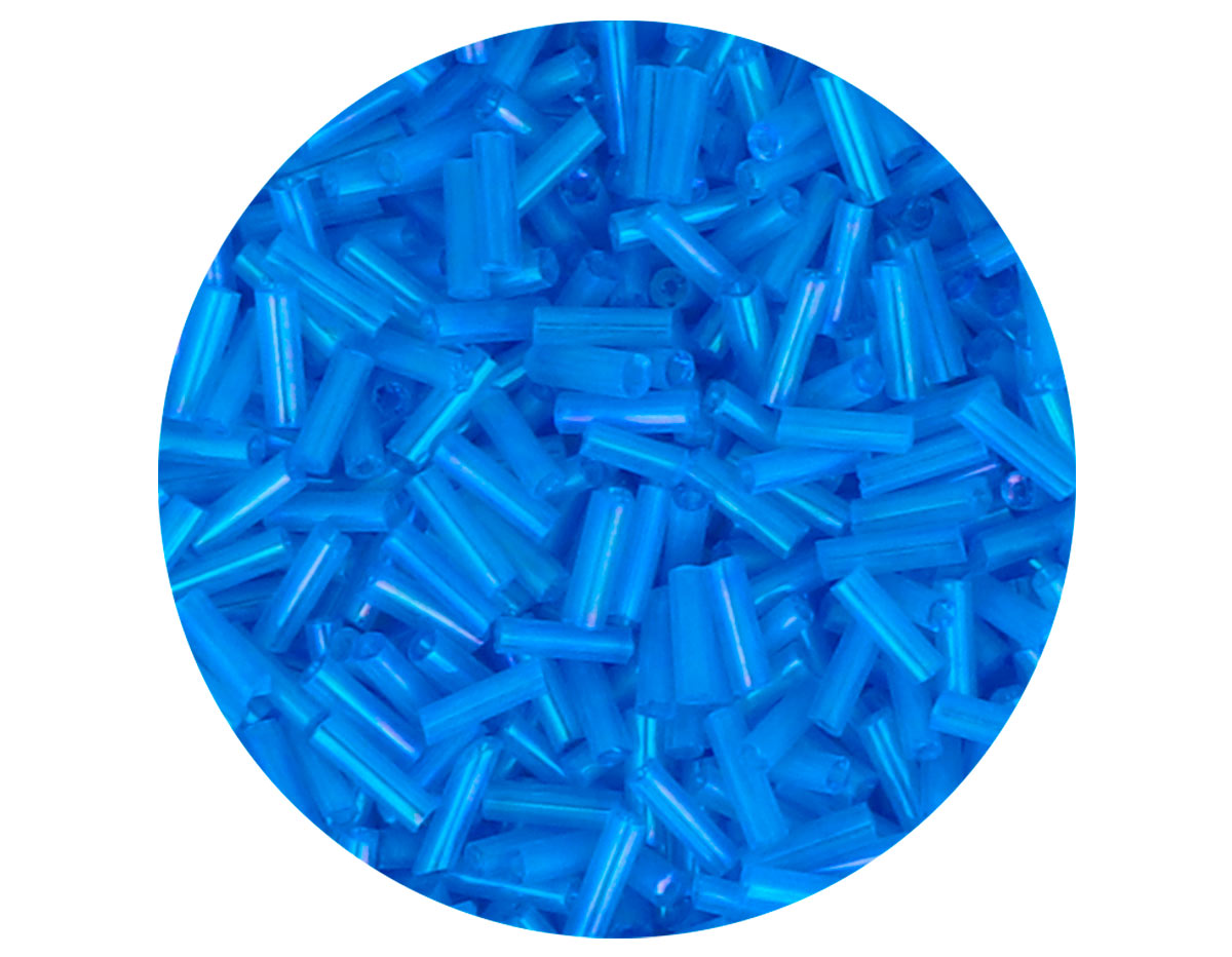 14062 Rocalla de vidrio cilindro aurora boreale azul infantil diam 1 80x6mm 09gr Tubo Innspiro