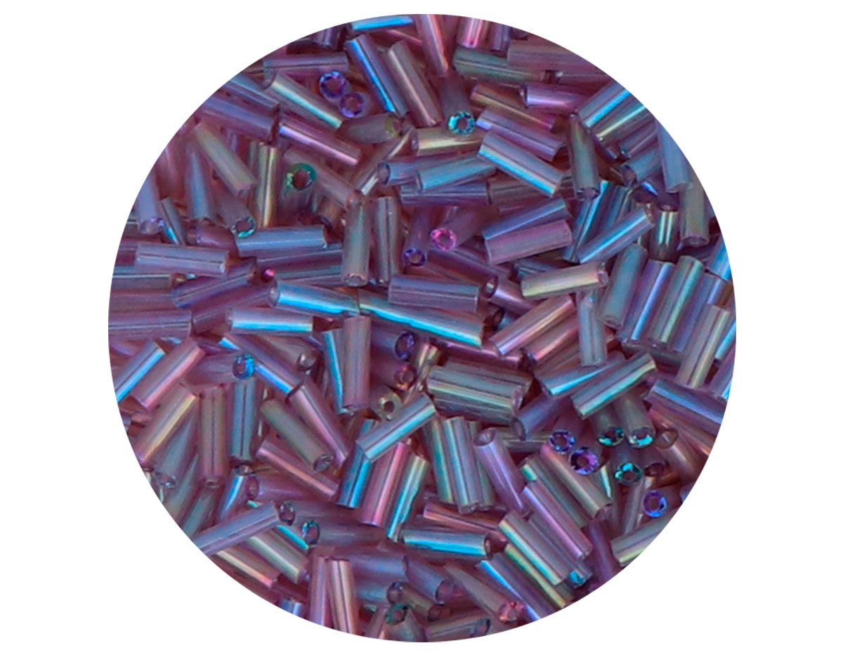 14065 Rocaille de verre cylindre aurore boreal lila 1 80x6mm 09gr Tube Innspiro