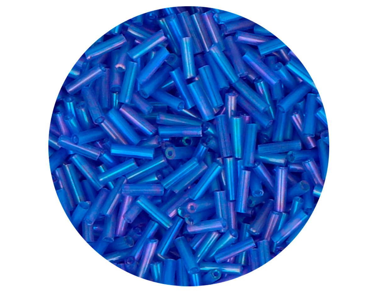 14067 Rocalla de vidrio cilindro aurora boreale azul diam 1 80x6mm 09gr Tubo Innspiro