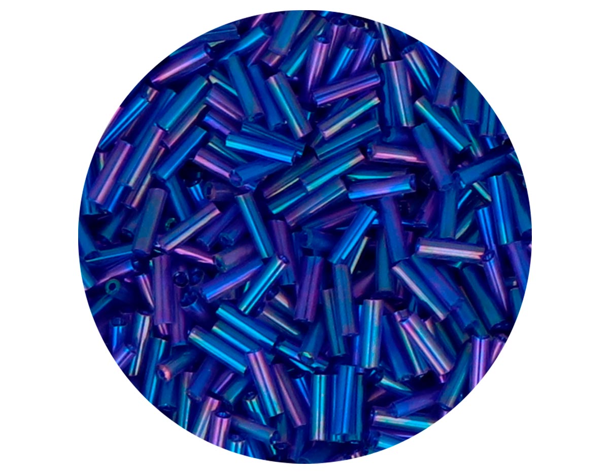 14068 Rocaille de verre cylindre aurore boreal bleu marine 1 80x6mm 09gr Tube Innspiro
