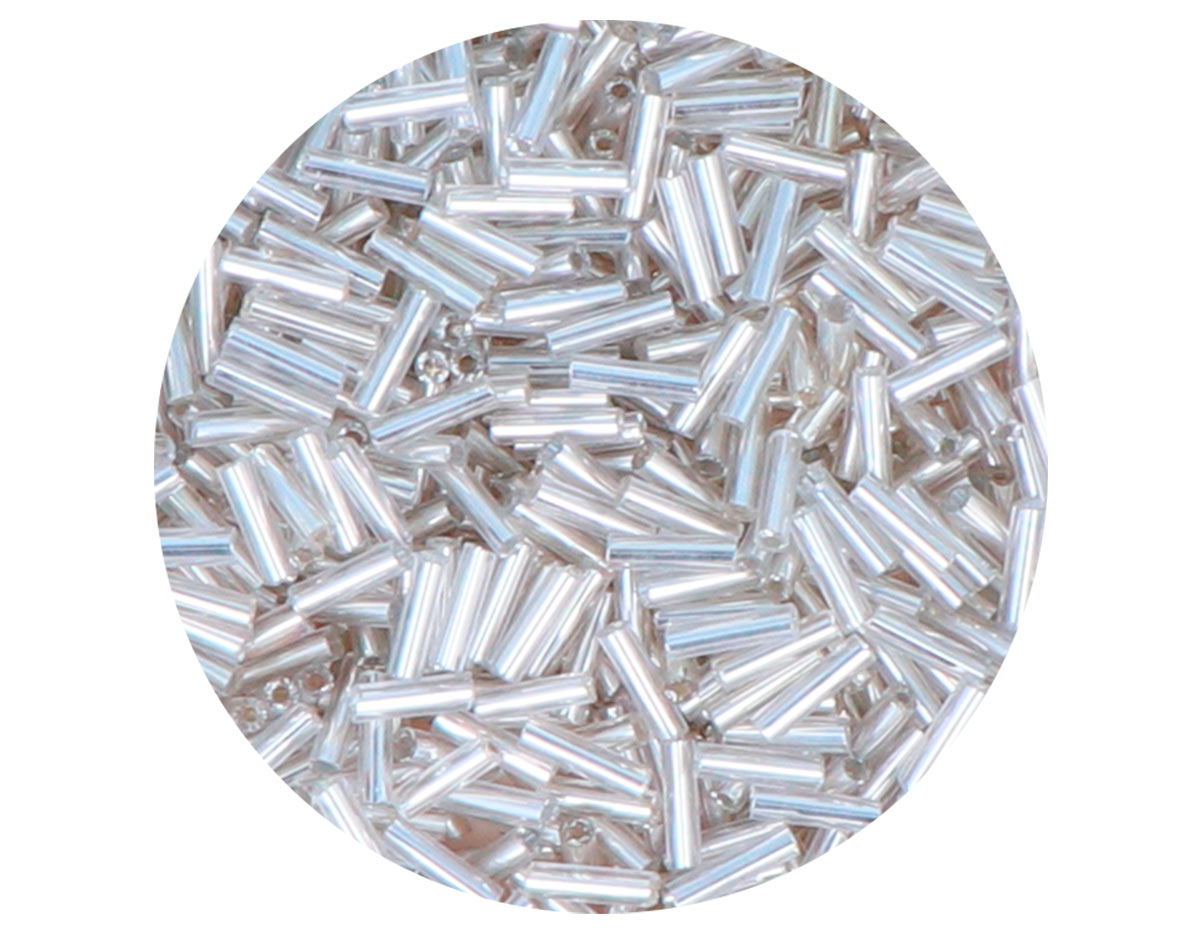 14080 Rocaille de verre cylindre argente argent 1 80x6mm 9gr Innspiro