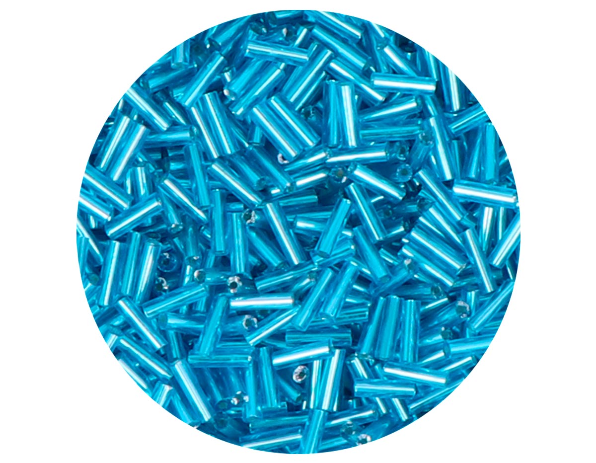 14082 Rocaille de verre cylindre argente bleu 1 80x6mm 9gr Innspiro