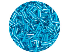 14082 Rocalla de vidrio cilindro plateado azul diam 1 80x6mm 09gr Tubo Innspiro - Ítem