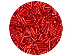 14084 Rocalla de vidrio cilindro plateado rojo diam 1 80x6mm 09gr Tubo Innspiro - Ítem
