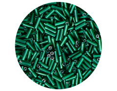 14086 Rocalla de vidrio cilindro plateado verde diam 1 80x6mm 09gr Tubo Innspiro - Ítem