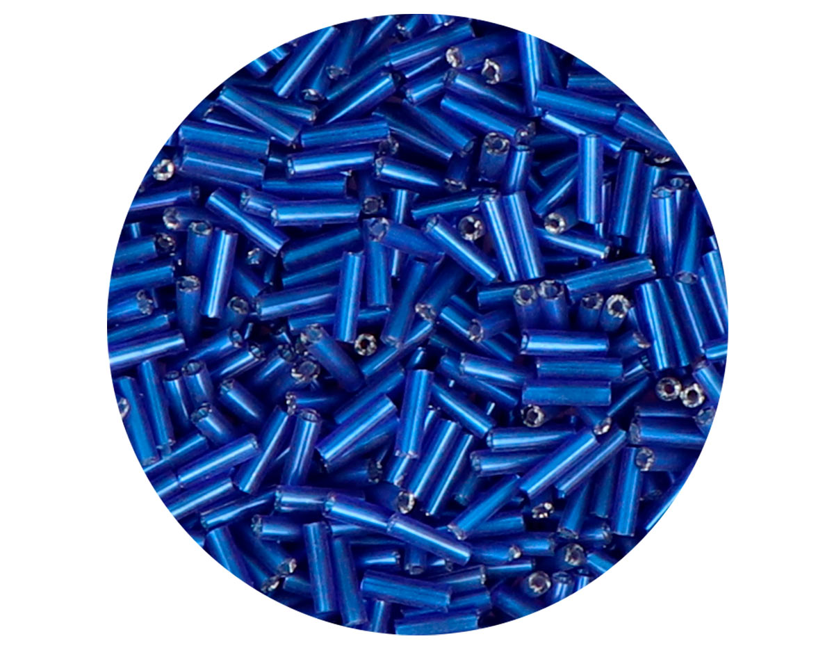 14087 Rocaille de verre cylindre argente bleu marine 1 80x6mm 9gr Innspiro