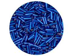 14087 Rocalla de vidrio cilindro plateado azul marino diam 1 80x6mm 09gr Tubo Innspiro - Ítem